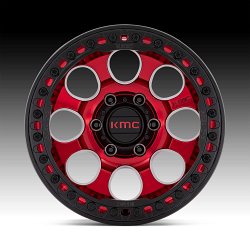 KMC KM237 Riot Beadlock Candy Red Custom Truck Wheels 3